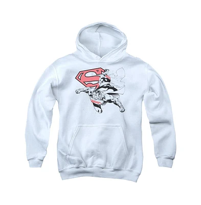 Superman Boys Youth Double The Power Pull Over Hoodie / Hooded Sweatshirt
