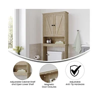 Merrick Lane Delilah Over The Toilet Bathroom Organizer With Shelves And Magnetic Closure Doors