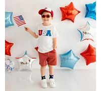 Sweet Wink Little and Big Girls Boys Usa Patch Short Sleeve T-Shirt