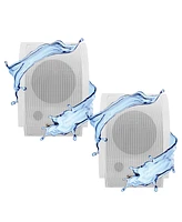5 Core Outdoor Speakers Stereo In Wall Speaker Pair 100W Peak Passive Outside Surface Mount Wired Waterproof Patio House Garage Indoor Exterior Audio