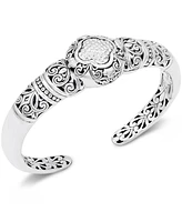 Devata Bali Clover Cuff Bracelet in Sterling Silver