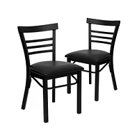 Emma+Oliver 2 Pack Three-Slat Ladder Back Metal Restaurant Chair