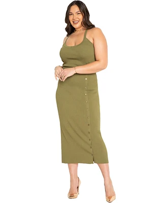 Eloquii Plus Size Maxi Sweater Skirt With Button Down Placket