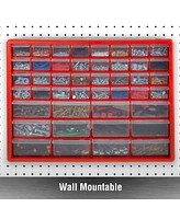 Stalwart 44 Drawer Storage Cabinet-Plastic Organizer with 12 Large & 32 Small Compartments-Desktop or Wall Mount for Hardware, Parts, Crafts & More by
