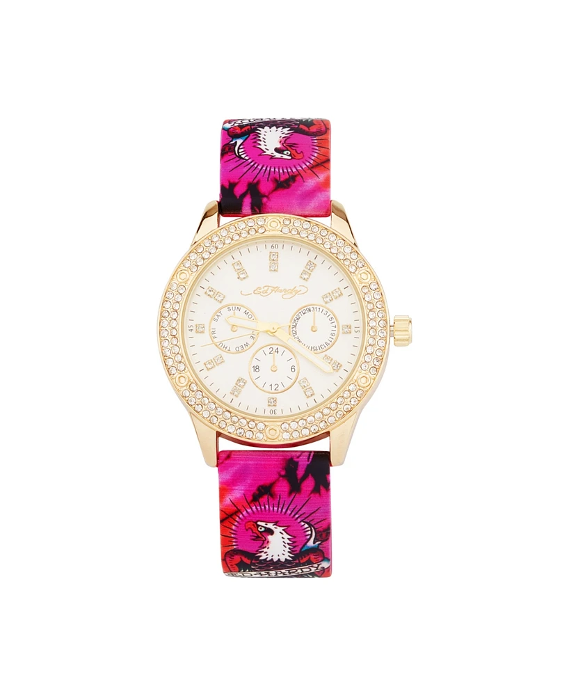 Ed Hardy Women's Quartz Matte Silicone Strap Analog Watch 38mm