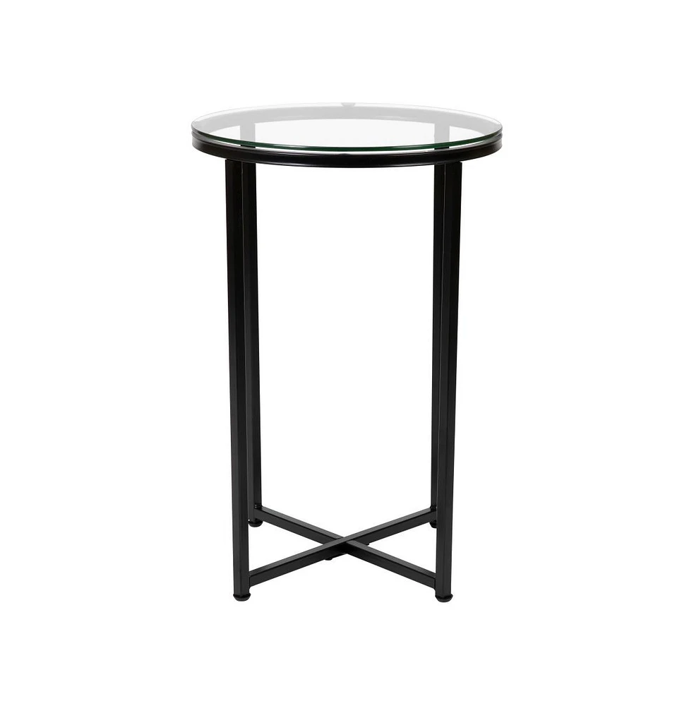 Merrick Lane Fairdale End Table With Round Cross Brace Frame