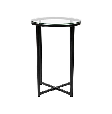 Merrick Lane Fairdale End Table With Round Cross Brace Frame