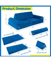 Costway 6 Pcs Kids Play Sofa Set Modular Convertible Foam Folding Couch Toddler Playset