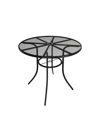 Mondawe Steel Mesh Table Round Circle Dining Table With Umbrella Hole For Patios