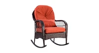 Slickblue Outdoor Wicker Rocking Chair w/ Cushion