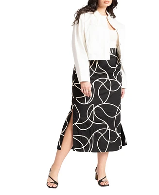Eloquii Plus Embroidered Midi Skirt