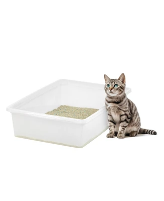 Iris Usa Large Open Top Cat Litter Tray, Sturdy Comfortable Easy to Clean