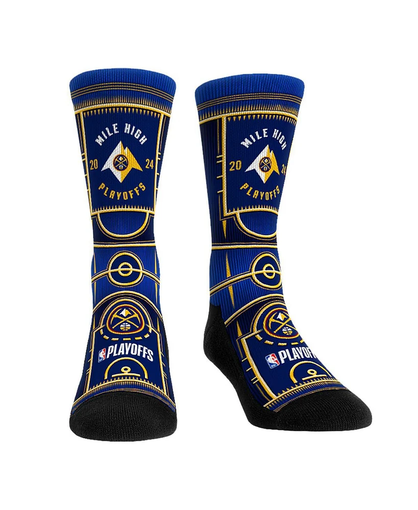 Rock Em Socks Men's & Women's Adult Blue Denver Nuggets 2024 Nba Playoffs Slogan Crew Socks