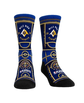 Rock Em Socks Men's & Women's Adult Blue Denver Nuggets 2024 Nba Playoffs Slogan Crew Socks