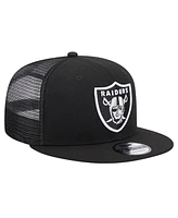 New Era Men's Black Las Vegas Raiders Main Trucker 9FIFTY Snapback Hat