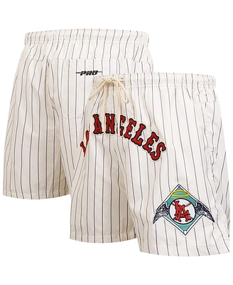 Pro Standard Men's Cream Los Angeles Angels Pinstripe Retro Classic Woven Shorts