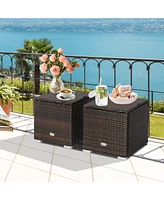 Sugift 2 Pieces Patio Ottoman with Hidden Storage Space