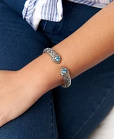 Devata Citrine & Bali Lovina Cuff Bracelet in Sterling Silver and 18K Gold