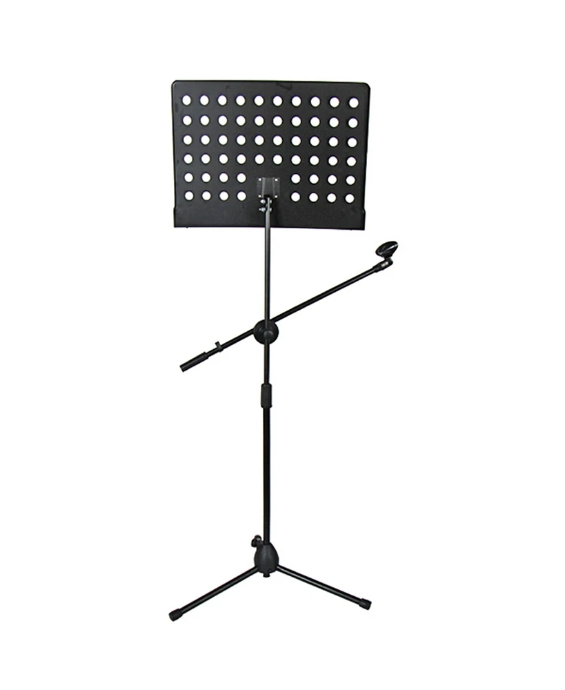 5 Core Music Stand 2 in 1 Professional Height Adjustable Up to 63 Inches Portable Heavy Duty Sheet Music Stands with Detachable Microphone Holder