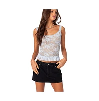 Edikted Women's Kerry Sheer Lace Tank Top - Light