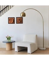 Olivia Led Contemporary Arc Floor Lamp with Heavy-Weighted Marble Base (75"), Bulb Included
