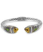 Devata Citrine & Bali Uluwatu Cuff Bracelet Sterling Silver and 18K Gold