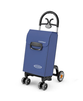 Sugift Folding Shopping Cart Utility Hand Truck with Rolling Swivel Wheels