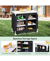 Sugift Portable Camping Kitchen Table with Storage Shelves