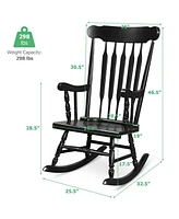 Sugift Rocking Chair with Solid Wooden Frame for Garden and Patio