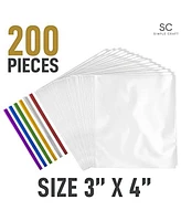 Zulay Kitchen 3 x Inches Clear Cellophane Candy Bags With Ties
