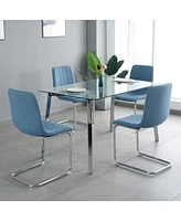 Streamdale Furniture 51.1" Dining Table Set with Clear Glass and Chrome Legs