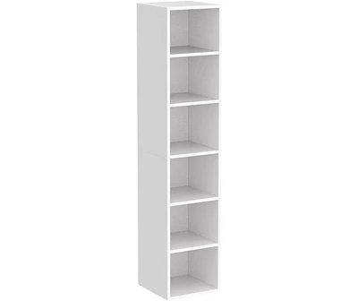 Tribesigns Modern White Bookcase, 6 Tier Cube Shelves Design, Tall Narrow Bookcase with Storage for Home Office