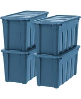 Iris Usa 31 Gallon Heavy-Duty Storage Plastic Bin Tote Container, Black, Set of 4