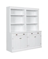 83.4"Tall Bookshelf Suite, Modern Bookcase Suite With Led Lighting