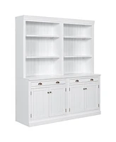 Simplie Fun 83.4"Tall Bookshelf Suite, Modern Bookcase Suite With Led Lighting