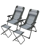 Sugift 4 Pieces Patio Folding Dining Chair Sets with Adjustable Backrest