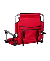 Stansport Tubular Frame Folding Stadium Seat with Arms - Red/Tan