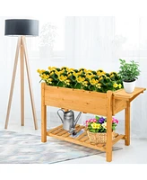 Sugift Elevated Planter Box Kit with 8 Grids and Folding Tabletop