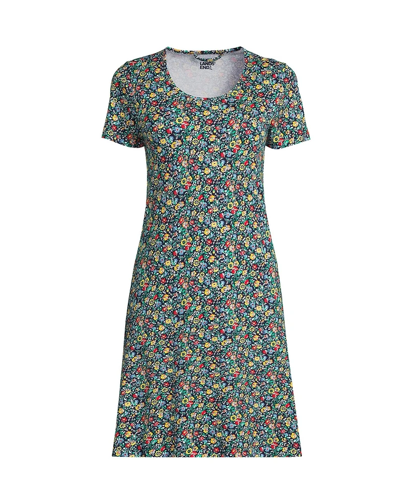 Lands' End Women's Cotton Short Sleeve Knee Length Nightgown