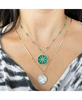 The Lovery Malachite Bar Chain Necklace 14K Gold