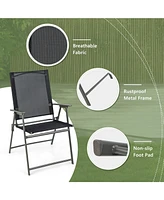Sugift Set of 4 Patio Folding Chair with Rustproof Metal Frame