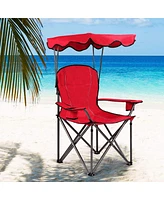 Sugift Portable Folding Beach Canopy Chair with Cup Holders