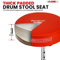 5 Core Drum Throne Red Height Adjustable Guitar Stool Thick Padded Memory Foam Dj Chair Seat - Ds Ch Red