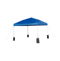 Portable Tailgate And Camping Set With Pop Up Event Canopy Tent With Wheeled Case And Folding Table With Benches Set