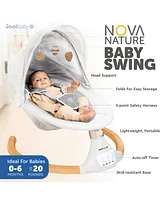 Jool Baby Nova Nature Baby Swing for Newborns – Natural Wood Toys, Electric Motorized Infant Swing, Bluetooth Music