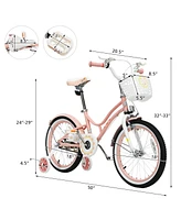 Sugift 18 Inch Kids Adjustable Bike with Training Wheels