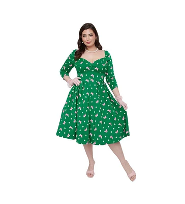 Unique Vintage Plus Size 1950s Sweetheart Neckline Lamar Swing Dress