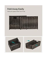 Slickblue Storage Box With Cotton Liner, Rattan-style Basket, Trunk Lid And Handles