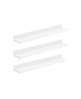 Slickblue 3 Set Floating Wall Shelves 31.5 inch Long Picture Shelving Ledge Mdf White