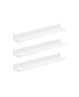 Slickblue 3 Set Floating Wall Shelves 31.5 inch Long Picture Shelving Ledge Mdf White